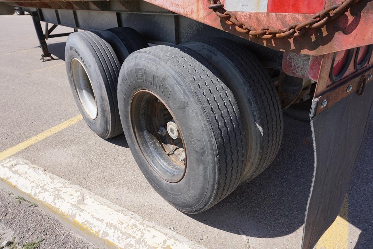 1993 Borco Steel End Dump Trailer, 34' Length, 11R22.5 Radial Tires, Hydraulic Hoist, Rear Gate.