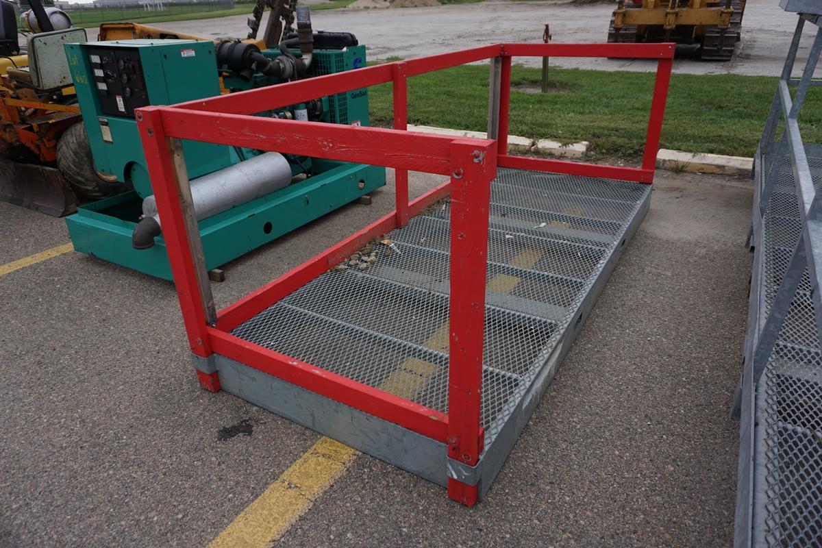 10' Galvanized Steel Work Platform for Rough Terrain Forklifts with Wood Sides.