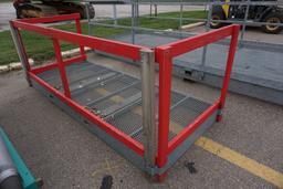 10' Galvanized Steel Work Platform for Rough Terrain Forklifts with Wood Sides.