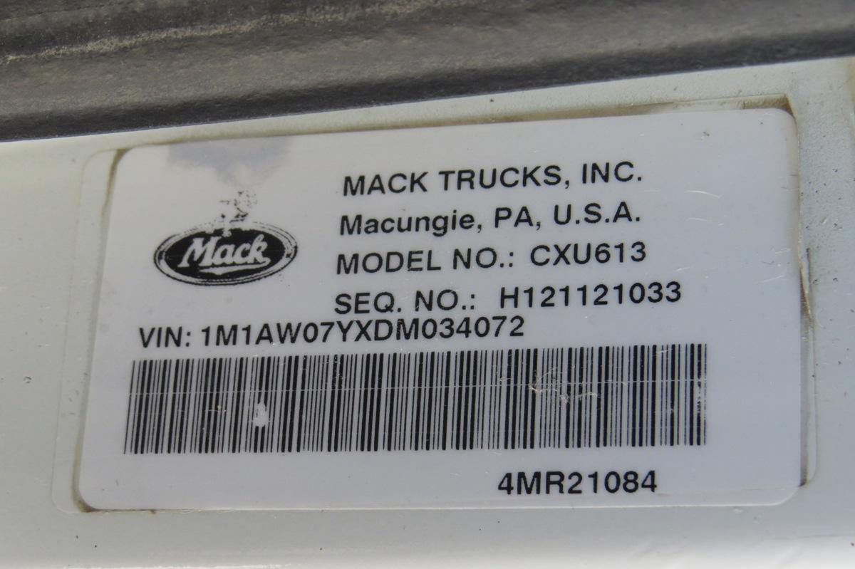 2013 Mack Model CXU613 Tandem Axle Truck Tractor, VIN# 1M1AW07YXDM034072, Mack MP8-445E Turbo Diesel