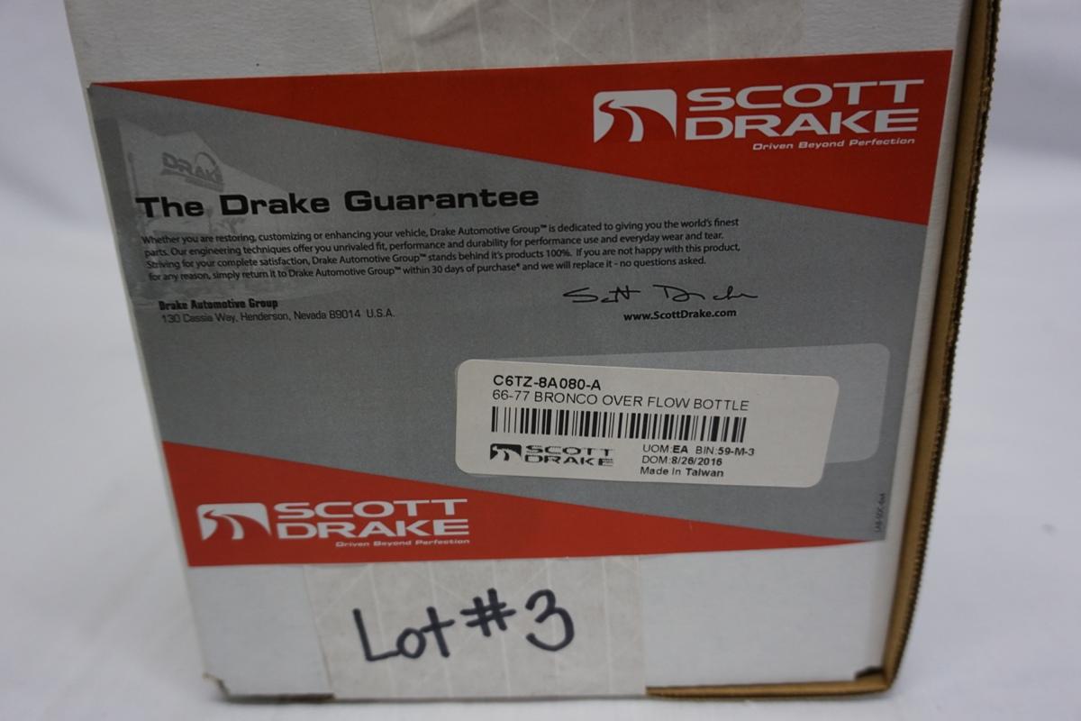 New Scott Drake 66-77 Bronco Overflow Bottle, 8/28/16 DOM, C6TZ-8A080-A (NIB).