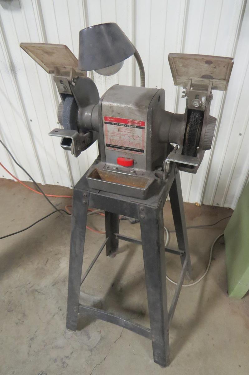 Sears 1/2HP Bench Grinder on Stand.