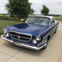 1962 Chrysler 300 Convertible, White Top over Deep Blue, 426 Wedge Dual Cro