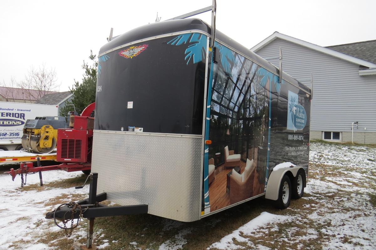2012 H & H 7’ x 16’ Tandem Axle Aluminum Enclosed Trailer, VIN # Covered by Advertising Wrap, Rear R