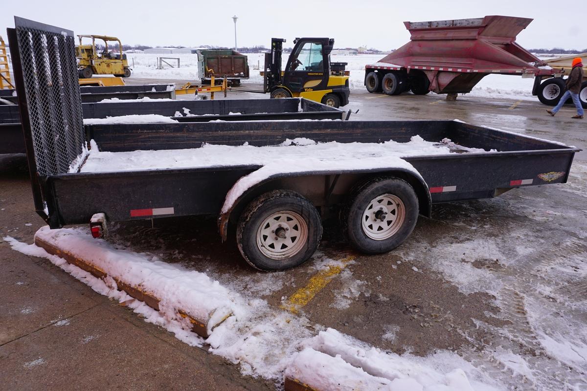 H & H 16' Tandem Axle Flatbed Trailer with Sides & Rear Ramp - NO Title.