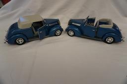 (2) Roadlegends Die Cast Metal 1/18 Scale 1937 Ford Convertible with Hardto