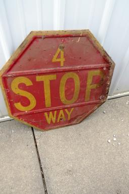 Original 4-Way Stop Metal Sign.