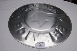 Pontiac Authorized Service Round Metal Reproduction Sign, 23 1/2" Diameter.