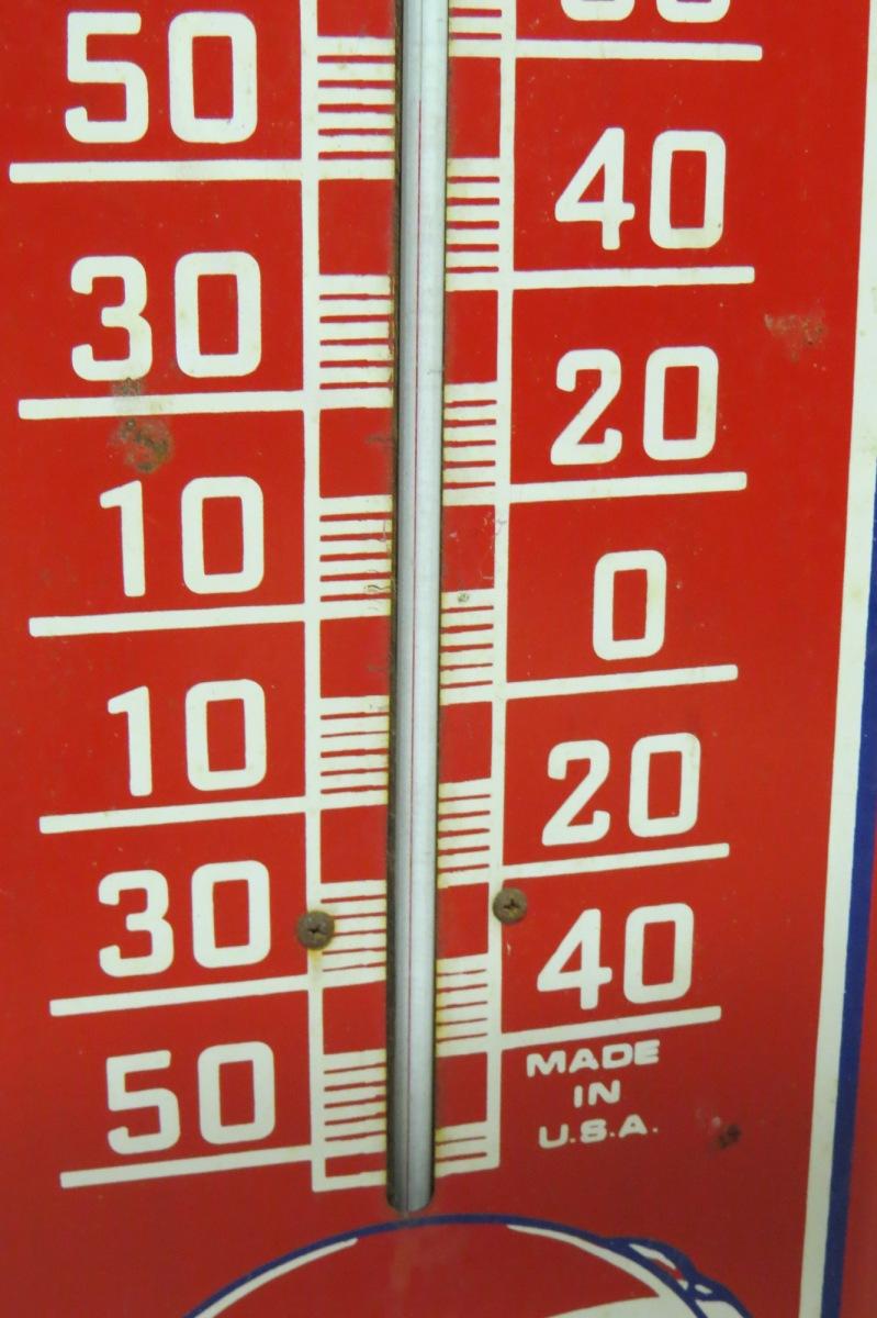 Old Metal Pepsi Cola Thermometer with Mercury, 27" Tall x 8 1/2" Wide.