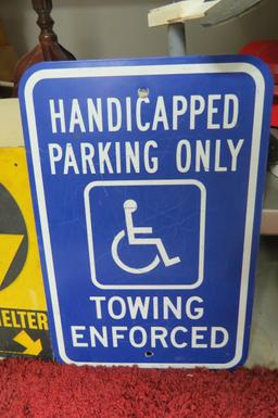 Handicap Parking Metal Sign, 18" Tall x 12" Wide.