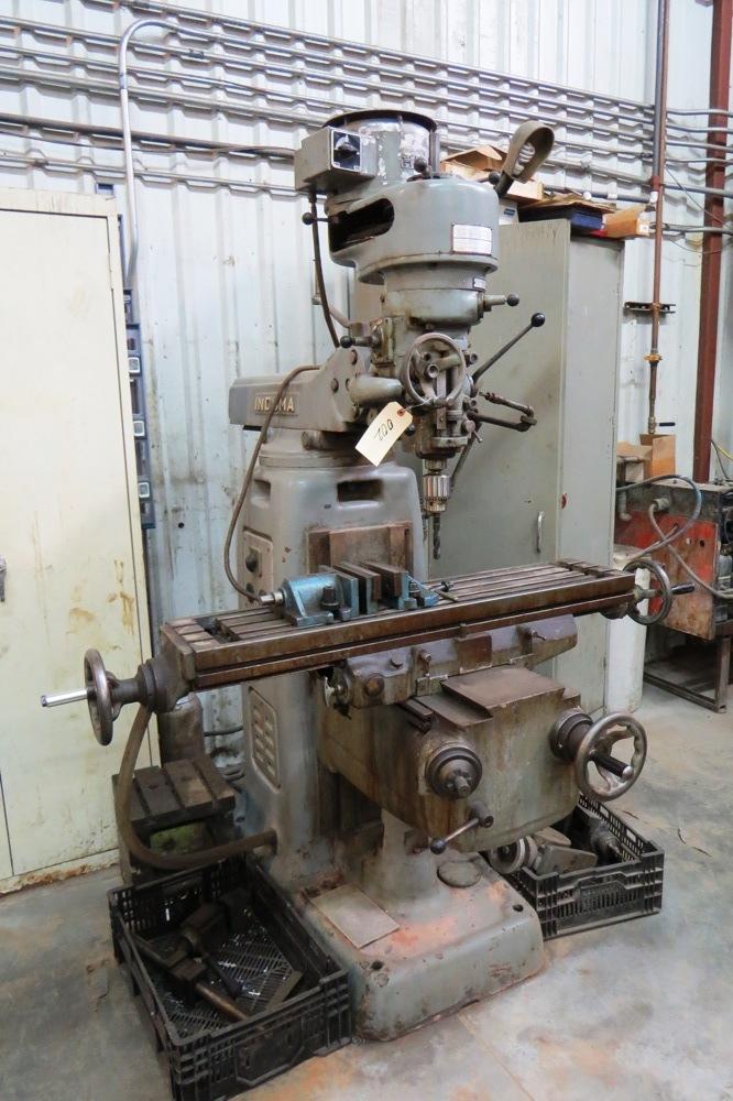 Induma 1 1/2HP Vertical Milling Machine, SN# (No Plate Found), 1 1/2HP Electric Motor, 4' Floating W