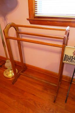 3-Piece Set: (2) Blanket Racks - (1) Oak, (1) Metal, Floor Lamp.