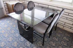 5-Piece Dinette Set with Glass Top Table with (4) Metal Chairs with Padded