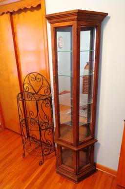 Solid Wood Curio Cabinet with (4) Glass Shelves, 2-Doors & 3-Shelf Wire She