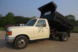 1987 Ford Model F-Super Duty 1-Ton Dually Dump Truck, VIN# 1FDKF3711HKA75650, 6.9 Liter Diesel Engin