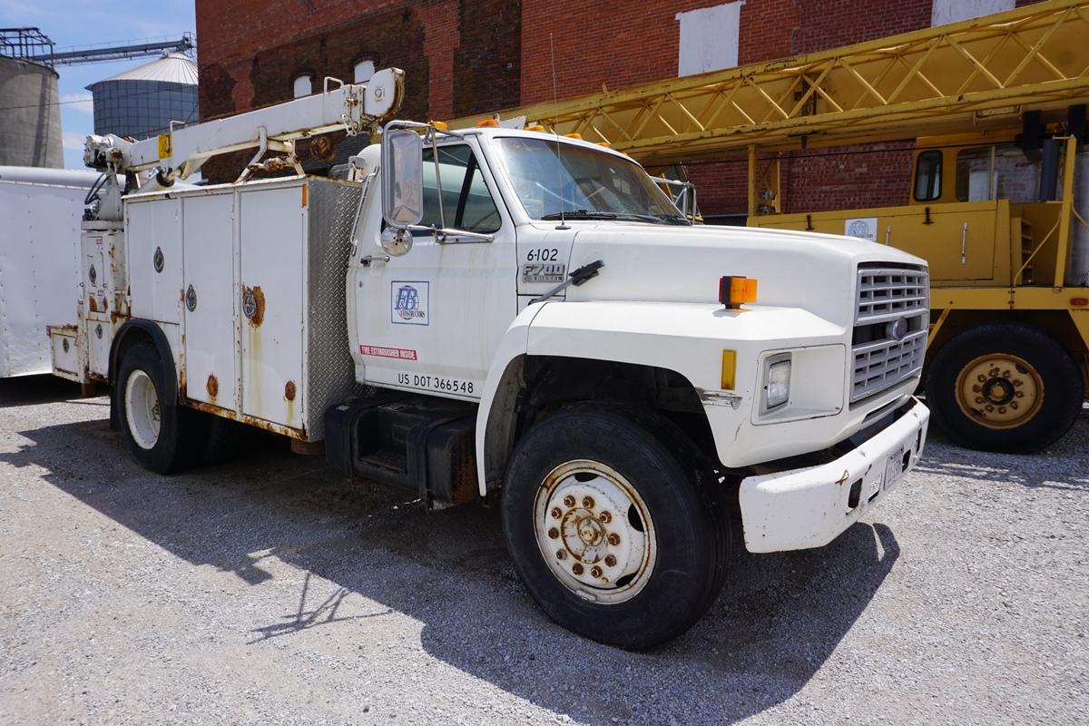 1991 Ford F-700 Single Axle Mechanics Truck, VIN#IFDNK74PMVA02154, Ford Turbo Diesel Eng., 5 & 2 Tra