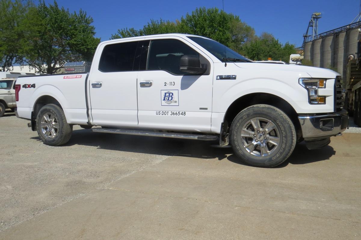 2015 Ford Model F-150 XLT Super Crew Pickup, VN# 1FTFWIEG4FKE30325, 48,470 Act. Miles, 3.6 Liter