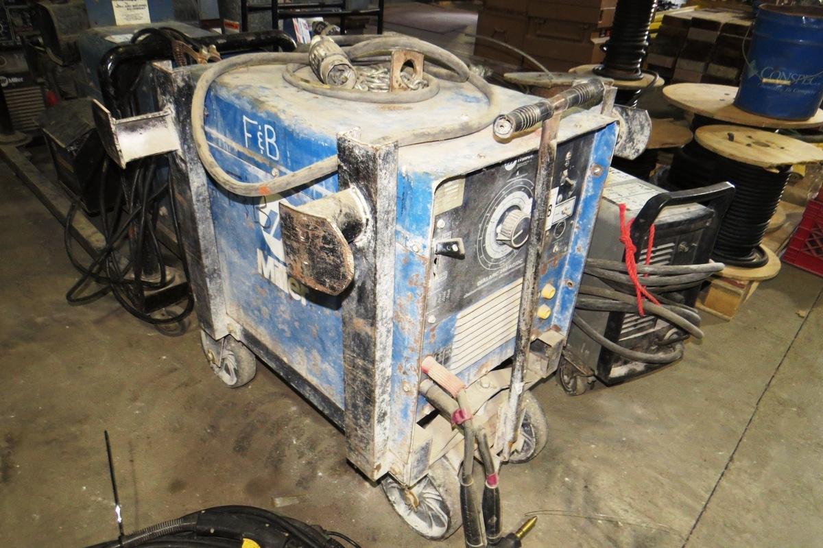 Miller Dialarc 250 AC/DC Welding Power Source with Leads on Heavy Duty Cart, SN #JH244074, Single Ph