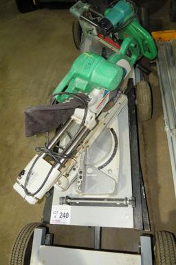 Hitachi Model C10FSB 10" Slide Compound Miter Saw on Cart that Turns into Stand.