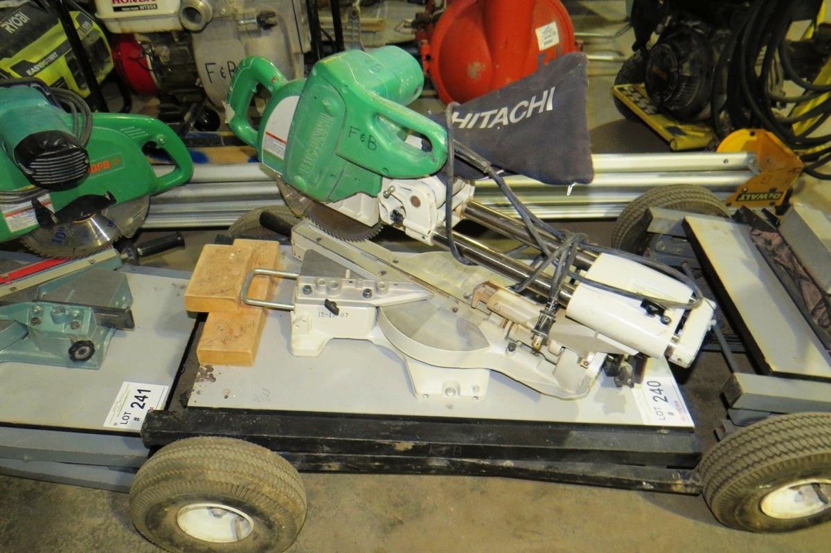 Hitachi Model C10FSB 10" Slide Compound Miter Saw on Cart that Turns into Stand.