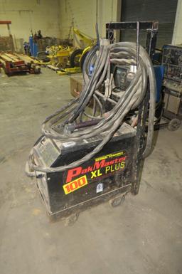 Thermal Dynamics Pakmaster 100XL Plus Portable Plasma Cutter on Cart with Leads & Gun.