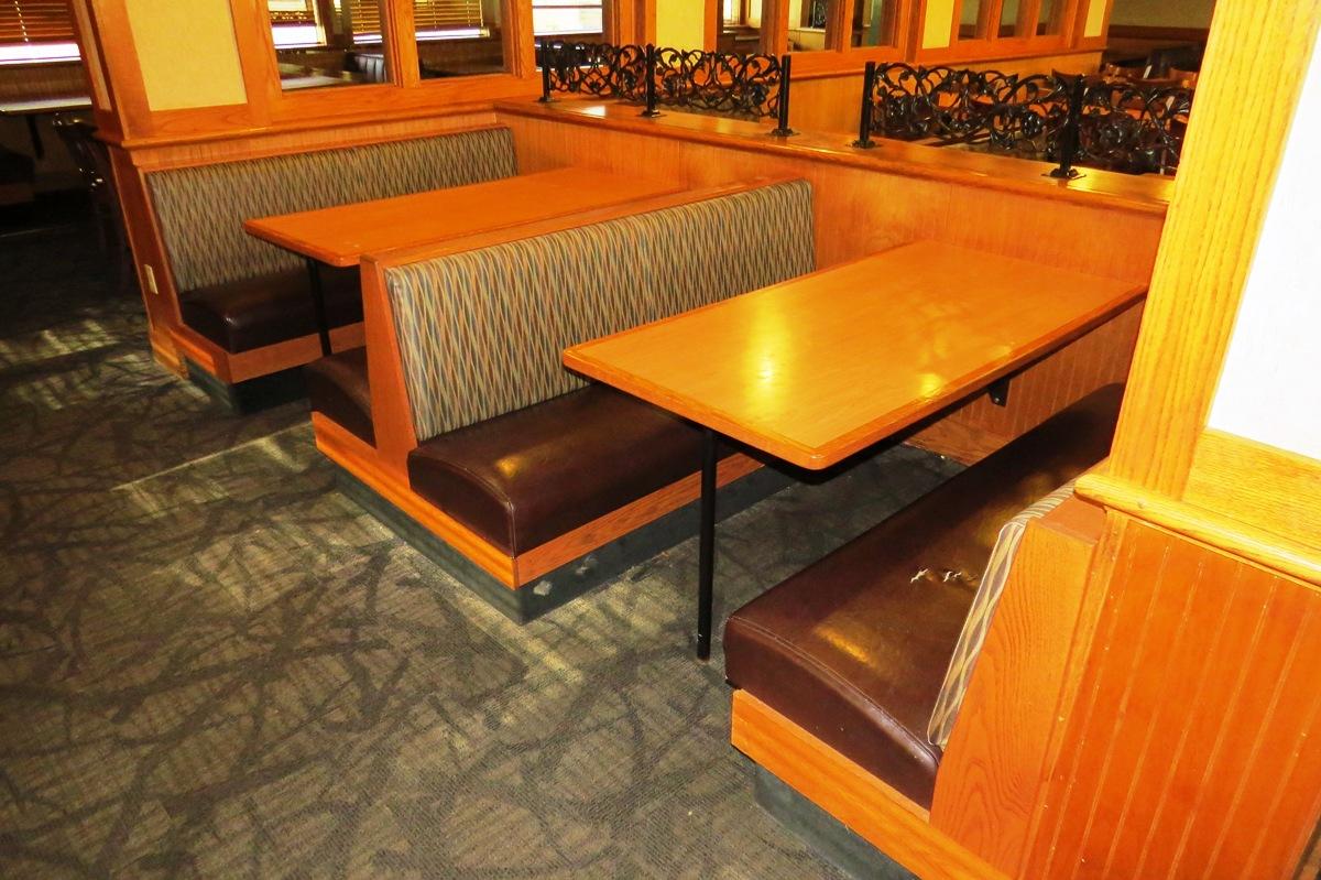 (4) 4-Person Oak Booths with Padded Seats & Backs & (2) 6-Person Booths wit