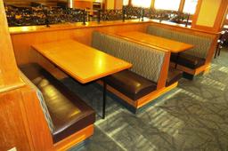 (4) 4-Person Oak Booths with Padded Seats & Backs & (2) 6-Person Booths wit