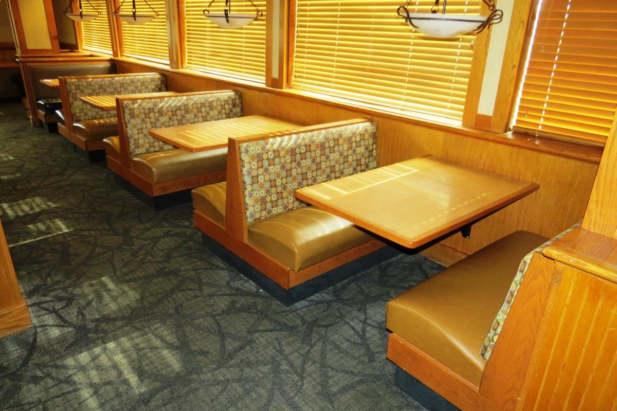 (4) 4-Person Oak Booths with Padded Seats & Backs & (2) 6-Person Booths wit