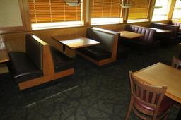 (5) 4-Person Oak Booths with Padded Seats & Backs.