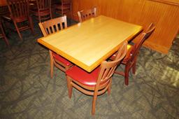 (6) 4-Person Oak Tables - 29.5" x 47.5" with (24) Oak Chairs with Padded Se