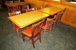 (6) 4-Person Oak Tables - 29.5" x 47.5" with (24) Oak Chairs with Padded Se