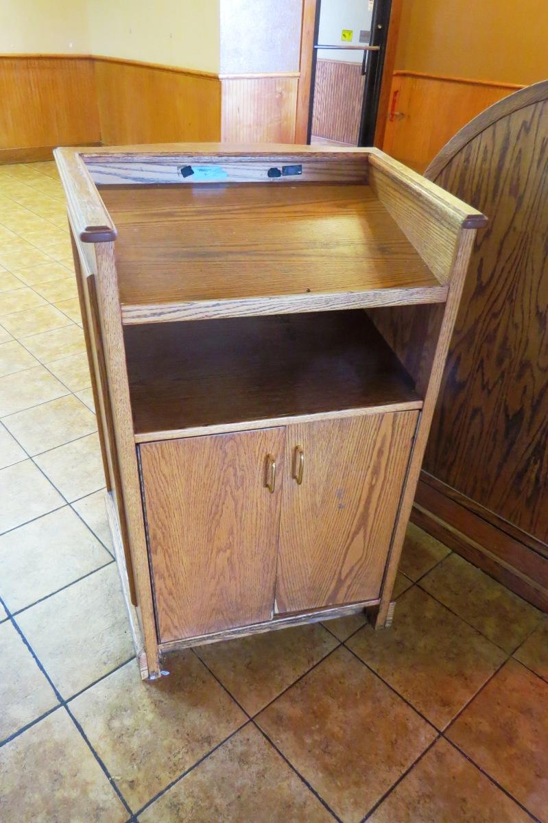 Oak Hostess Stand & (2) Oak Menu Holders.