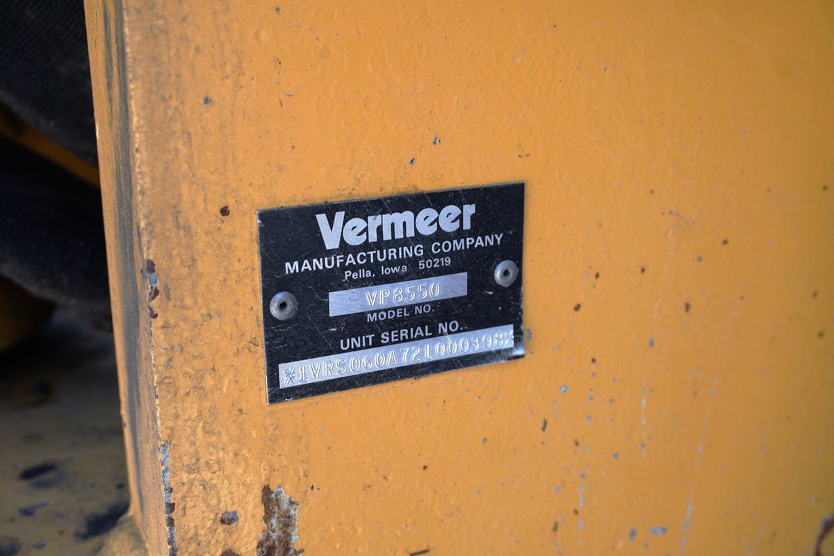 1998 Vermeer Model V8550A Combo Plow/Trencher/Backhoe Back-fill Blade, SN# X1RT112P321000906, 2,026 