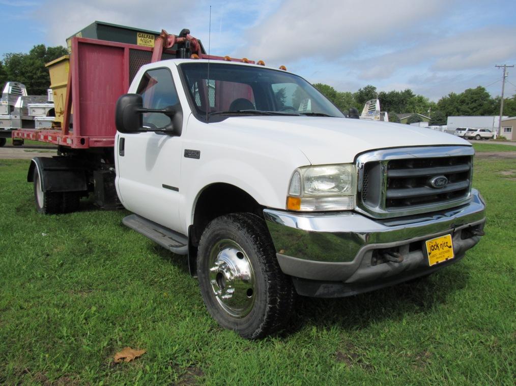 2002 Ford Model F-550 XL Super Duty Dually Hook Truck, VIN# 1FDAF57F92EC97068, 7.3 Liter Turbo Diese