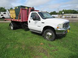 2002 Ford Model F-550 XL Super Duty Dually Hook Truck, VIN# 1FDAF57F92EC97068, 7.3 Liter Turbo Diese