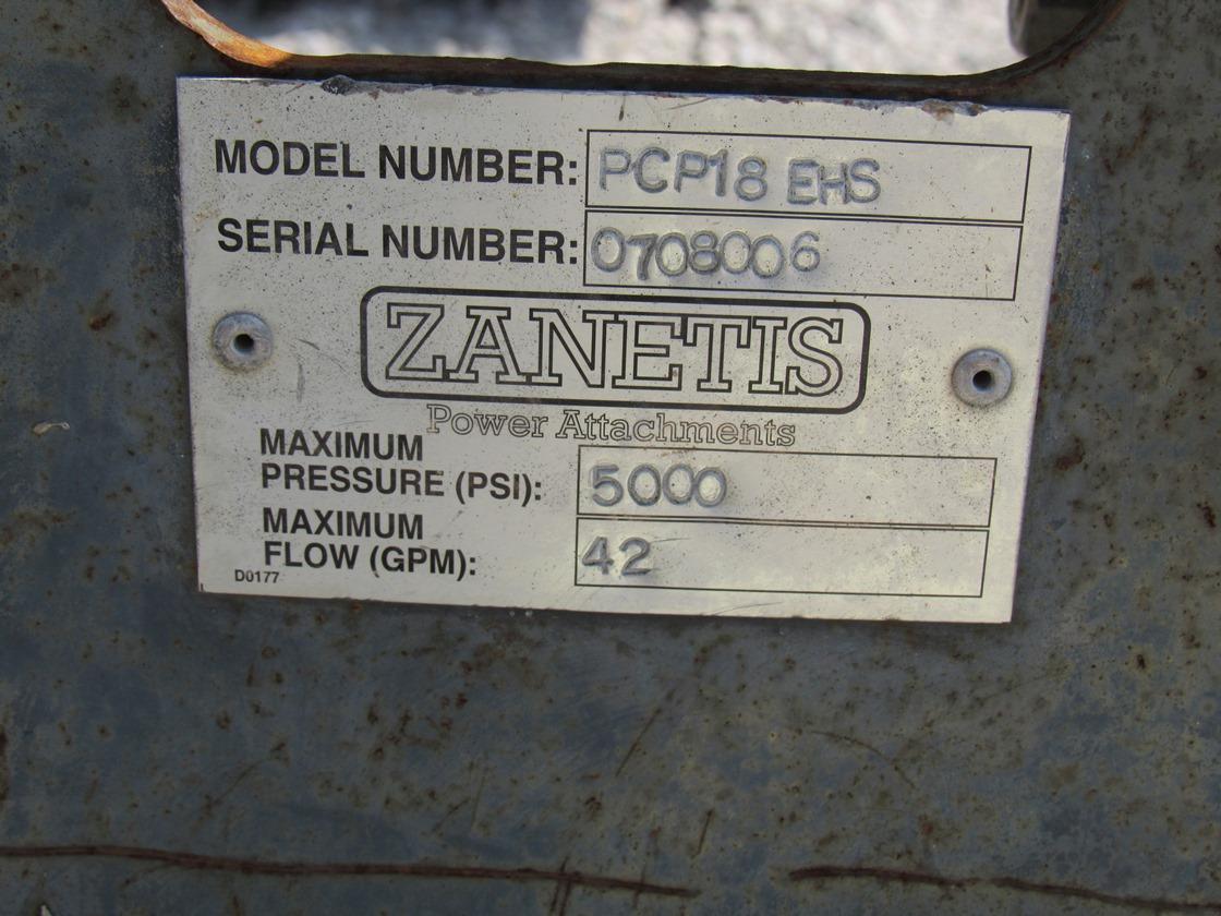 Zanetis Model PCP18-EHS Hydraulic Concrete Grinder Attachment for Skid Loaders, SN# 0708006, 5,000 p