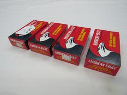 (4) Boxes of American Eagle 9mm Luger Automatic Pistol Ammo, 115 Grain Full