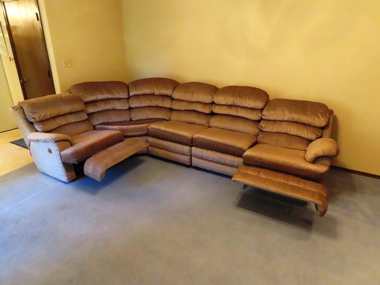 Large Overstuffed L-Shaped Sectional with Dual Recliners.
