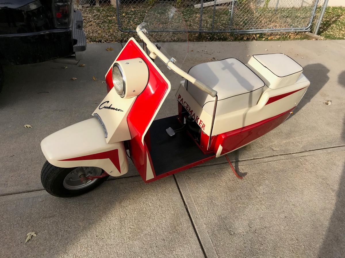 1958 Cushman "Pacemaker" 2-Seater Motor Scooter, VIN# 000430, Rebuilt Gas Engine, 6-Volt System, Com