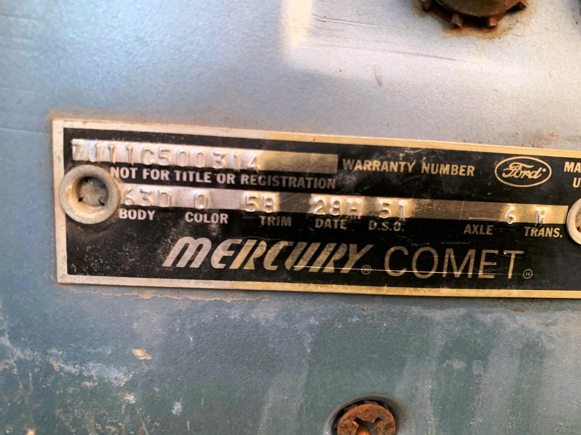 1967 Mercury Comet Caliente 2-Door Hardtop, VIN# 7J11C500314, 289 ci Engine, Automatic Transmission,