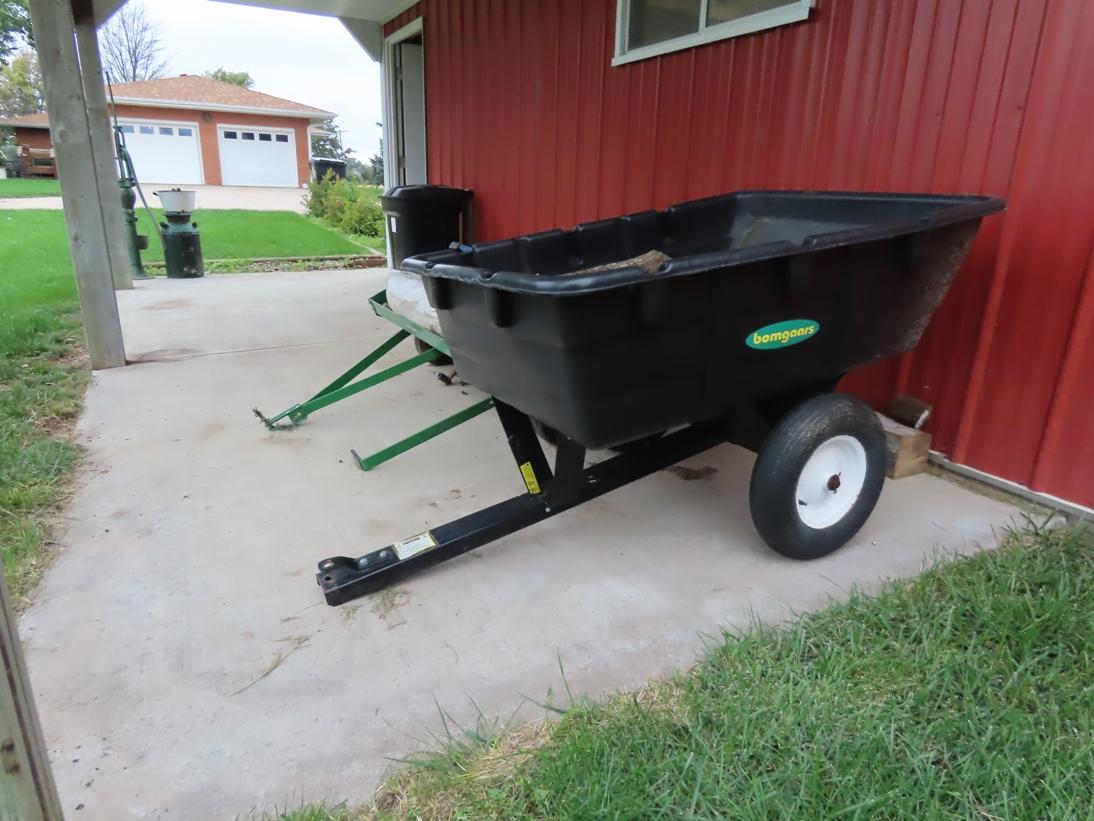 Bomgaars Heavy Duty Plastic Yard Dump Cart, 1-Axle Trailer.