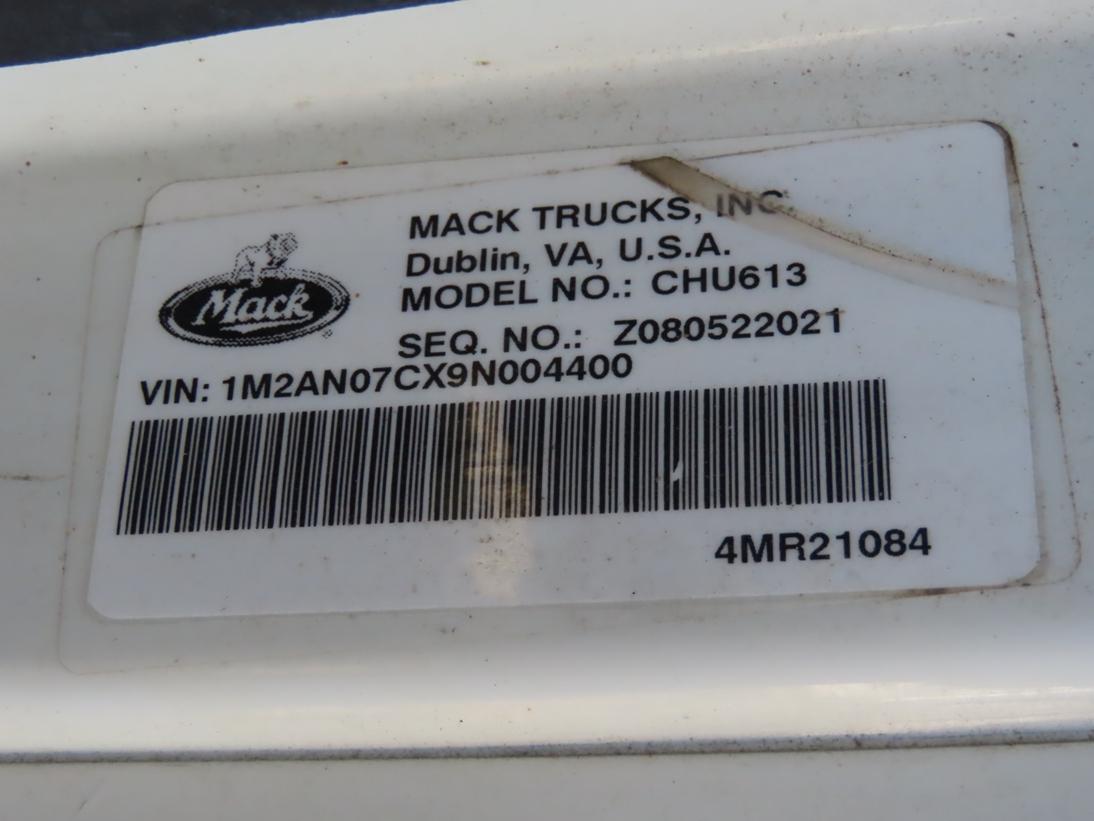 2009 Mack Model CHU613 Triple Axle Dump Truck, VIN# 1M2AN07CX9N004400, Mack Model MP8-445C Turbo Die