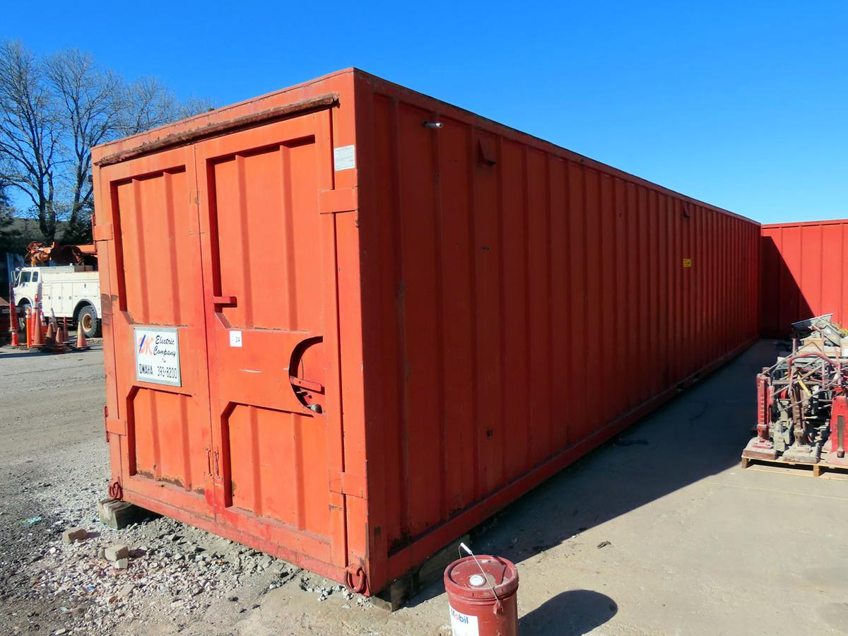 40' Steel Shipping Container with Cargo Doors on Each End, Wood Floor, Interior Lighting, 110Volt Ou