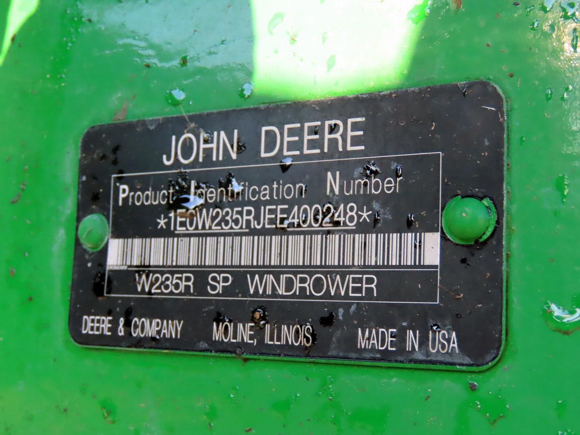 2015 John Deere Model W235 Rotary Self-Propelled Windrower, John Deere 6.8 Liter Turbo Diesel Engine