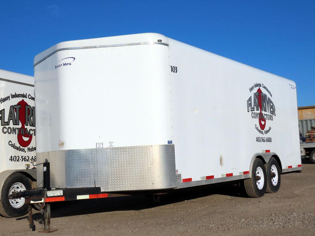 2015 Sharp 20’ Tandem Axle All Aluminum Enclosed Trailer, VIN#159BE202XB187