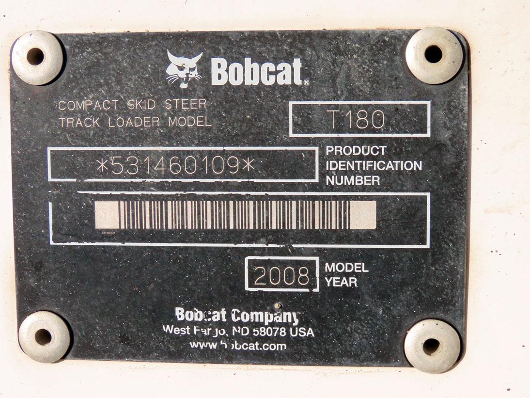 2008 Bobcat Model T-180 Track-Type Skid Loader, SN#531460109, Kubota Diesel