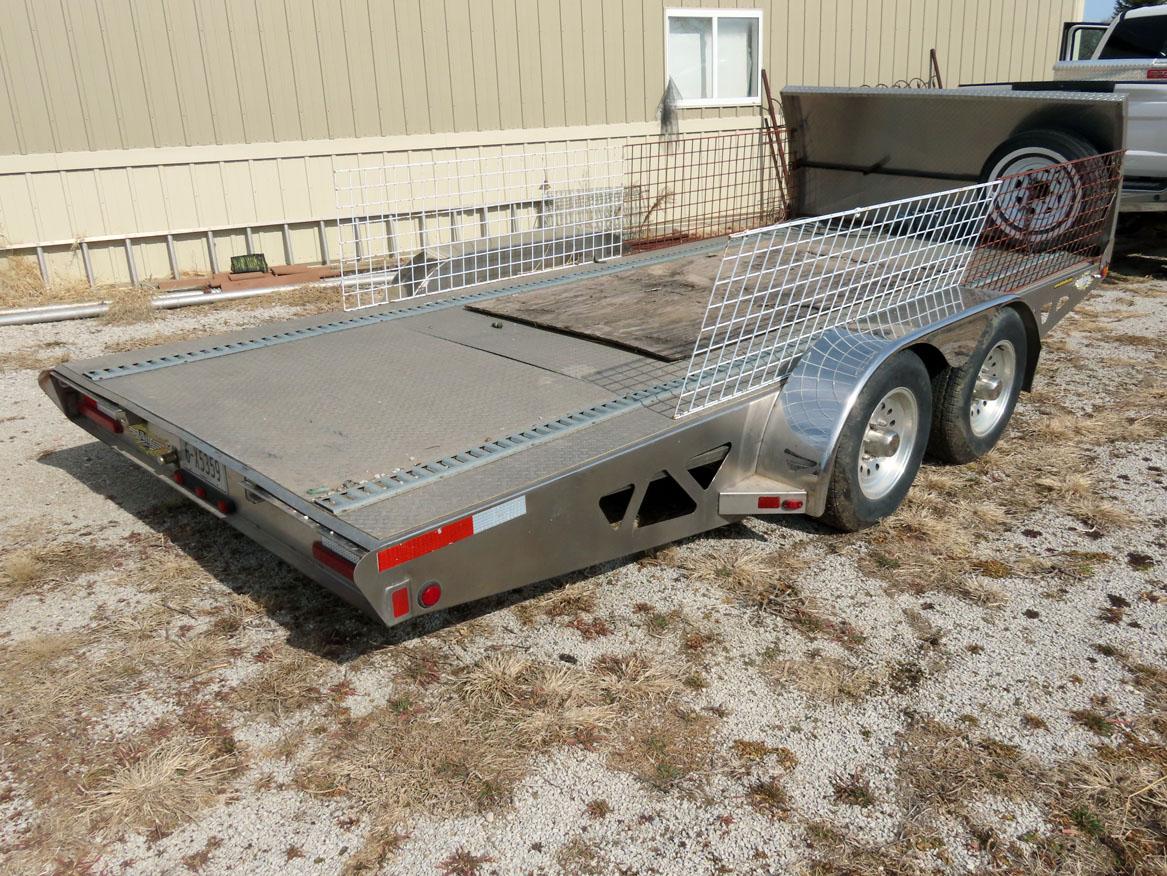 H & H 16’ Tandem Axle All Aluminum Tilt Deck Trailer, 7,000 lb. GVW, Ramsey 5000 Electric Winch