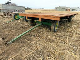 John Deere 14' Hay Trailer with John Deere 953 4-Wheel Wagon Gear & Wood Deck.