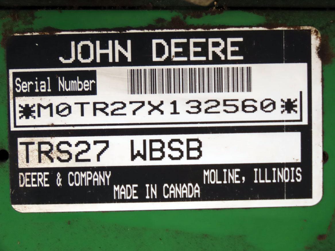 John Deere Model TRS27 Self-Propelled Walk-Behind Snowblower, SN #M0TR27X13260,  John Deere