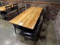 30"x72" 6-Person Double Pedestal Table with (6) Metal Padded Seat Chairs.